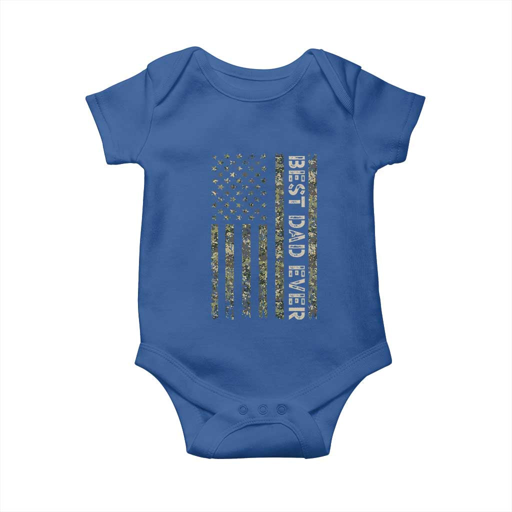 Best Dad Ever Baby Onesie Patriotic USA Flag 4th of July Camo American Flag Camouflage