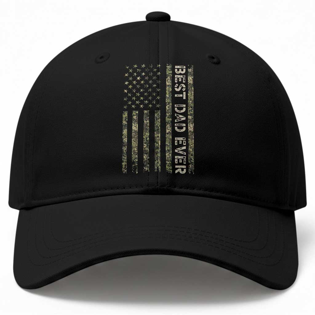 Best Dad Ever Baseball Cap Patriotic USA Flag 4th of July Camo American Flag Camouflage