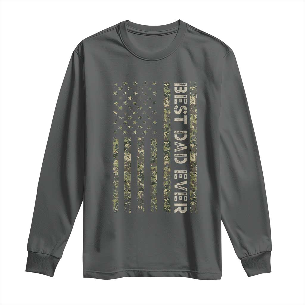 Best Dad Ever Long Sleeve Shirt Patriotic USA Flag 4th of July Camo American Flag Camouflage
