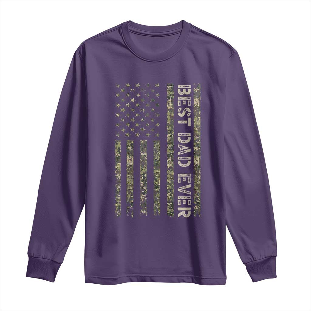 Best Dad Ever Long Sleeve Shirt Patriotic USA Flag 4th of July Camo American Flag Camouflage