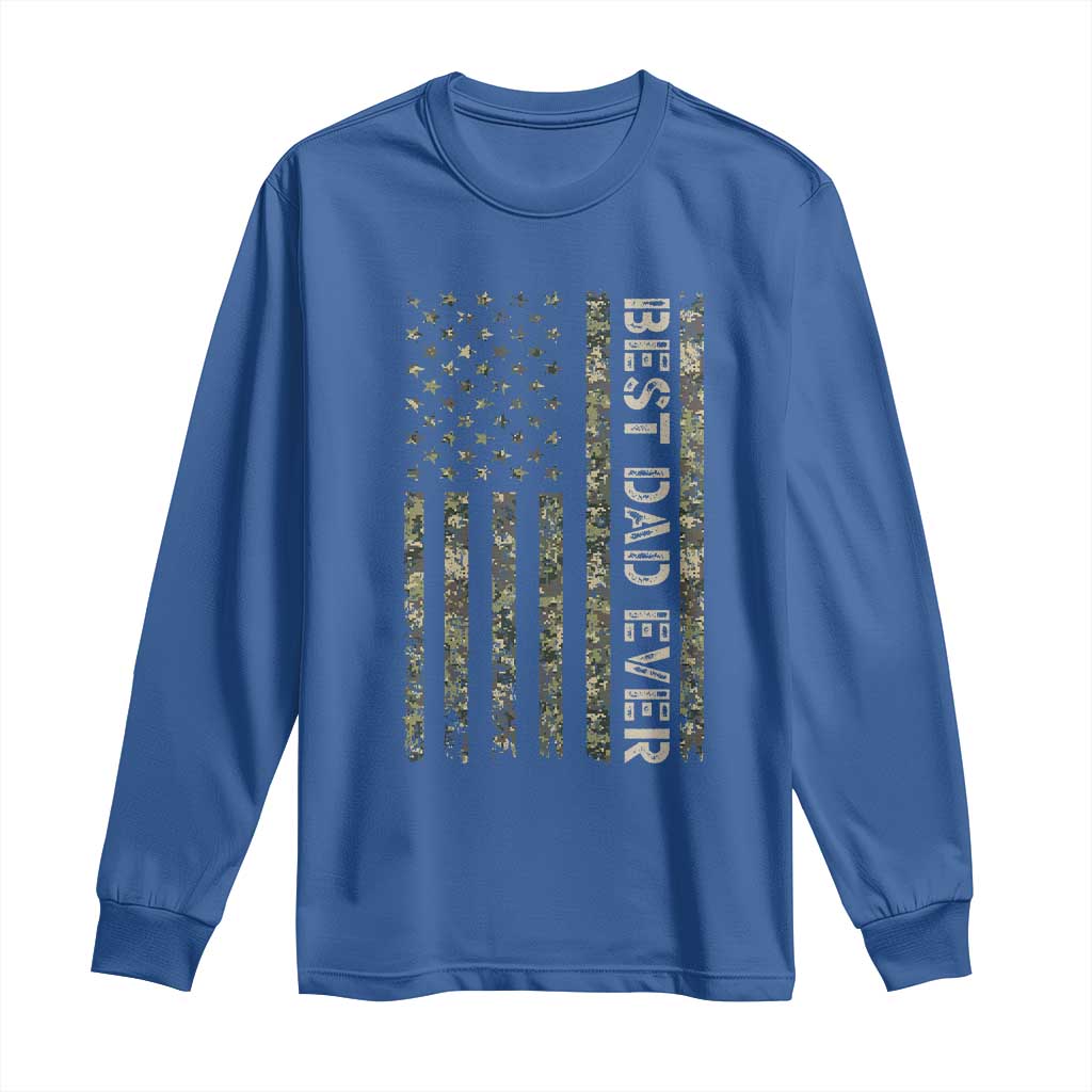 Best Dad Ever Long Sleeve Shirt Patriotic USA Flag 4th of July Camo American Flag Camouflage