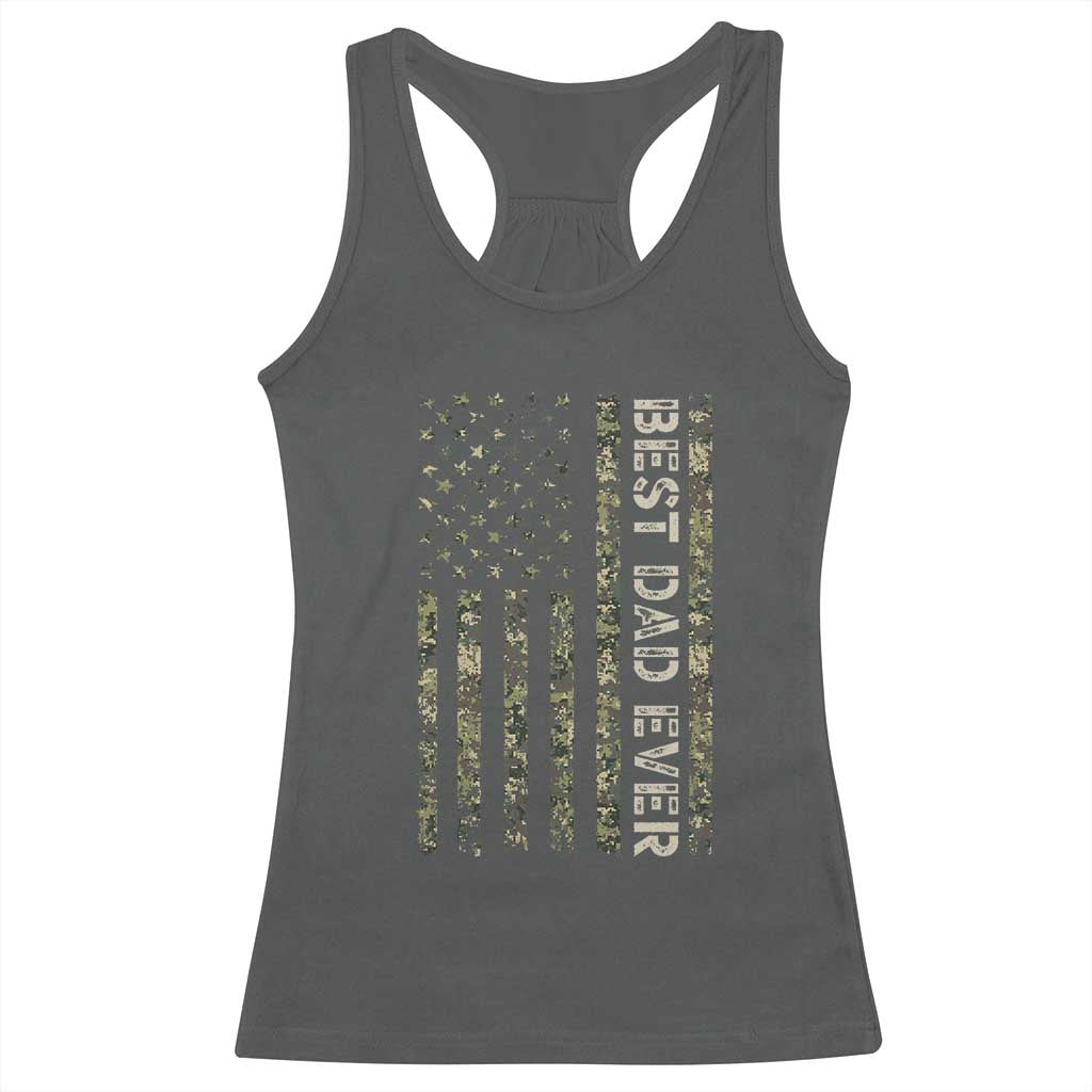 Best Dad Ever Racerback Tank Top Patriotic USA Flag 4th of July Camo American Flag Camouflage
