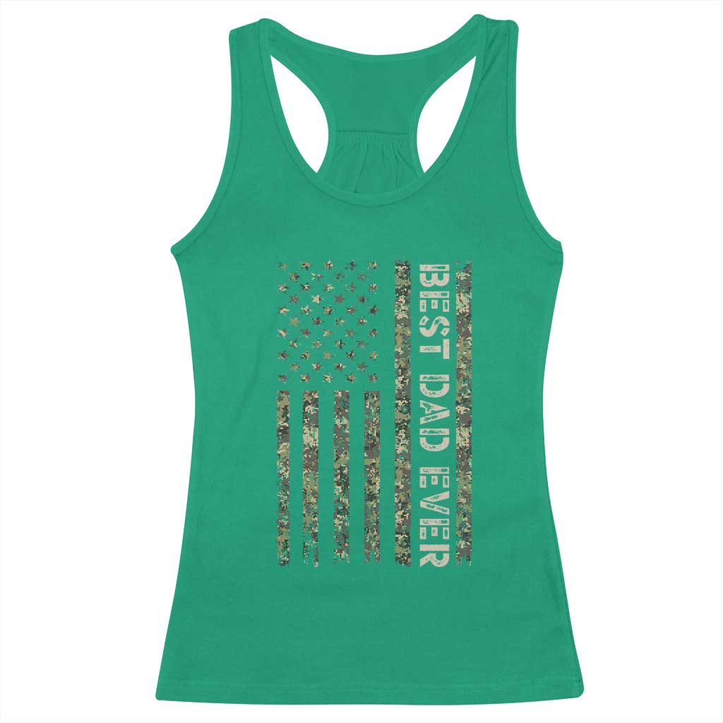 Best Dad Ever Racerback Tank Top Patriotic USA Flag 4th of July Camo American Flag Camouflage
