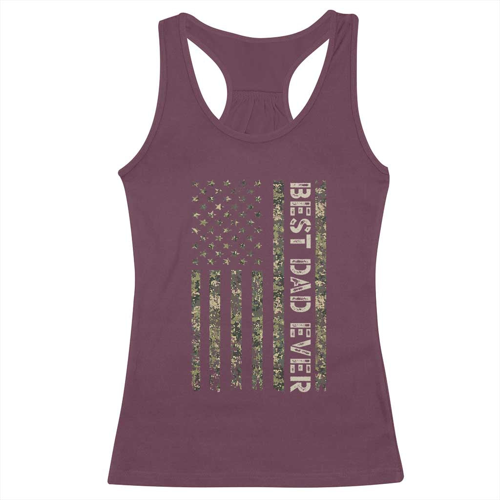 Best Dad Ever Racerback Tank Top Patriotic USA Flag 4th of July Camo American Flag Camouflage
