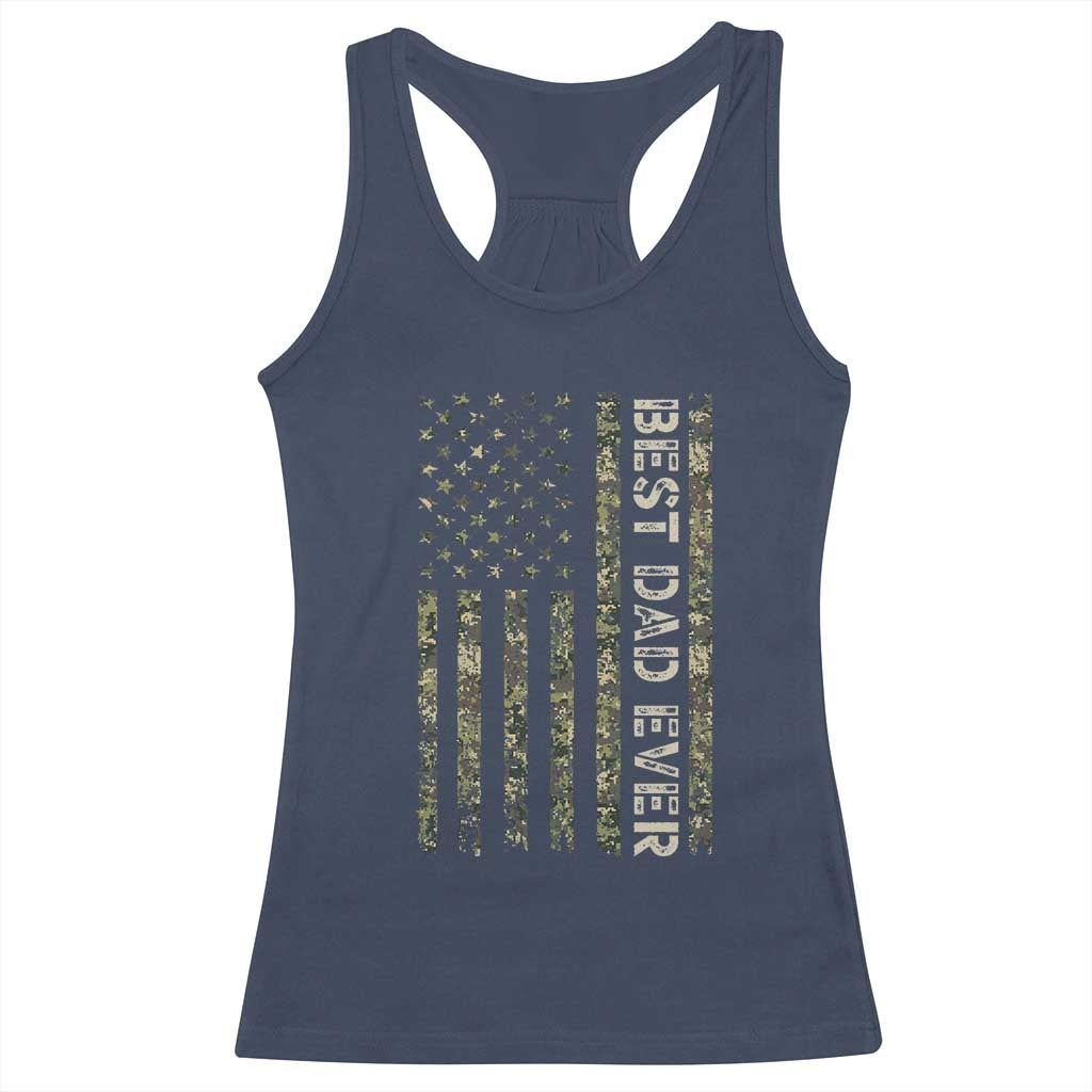 Best Dad Ever Racerback Tank Top Patriotic USA Flag 4th of July Camo American Flag Camouflage