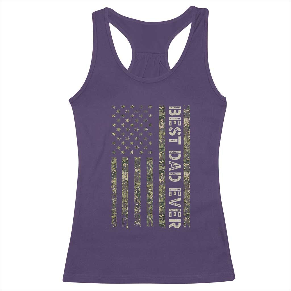 Best Dad Ever Racerback Tank Top Patriotic USA Flag 4th of July Camo American Flag Camouflage