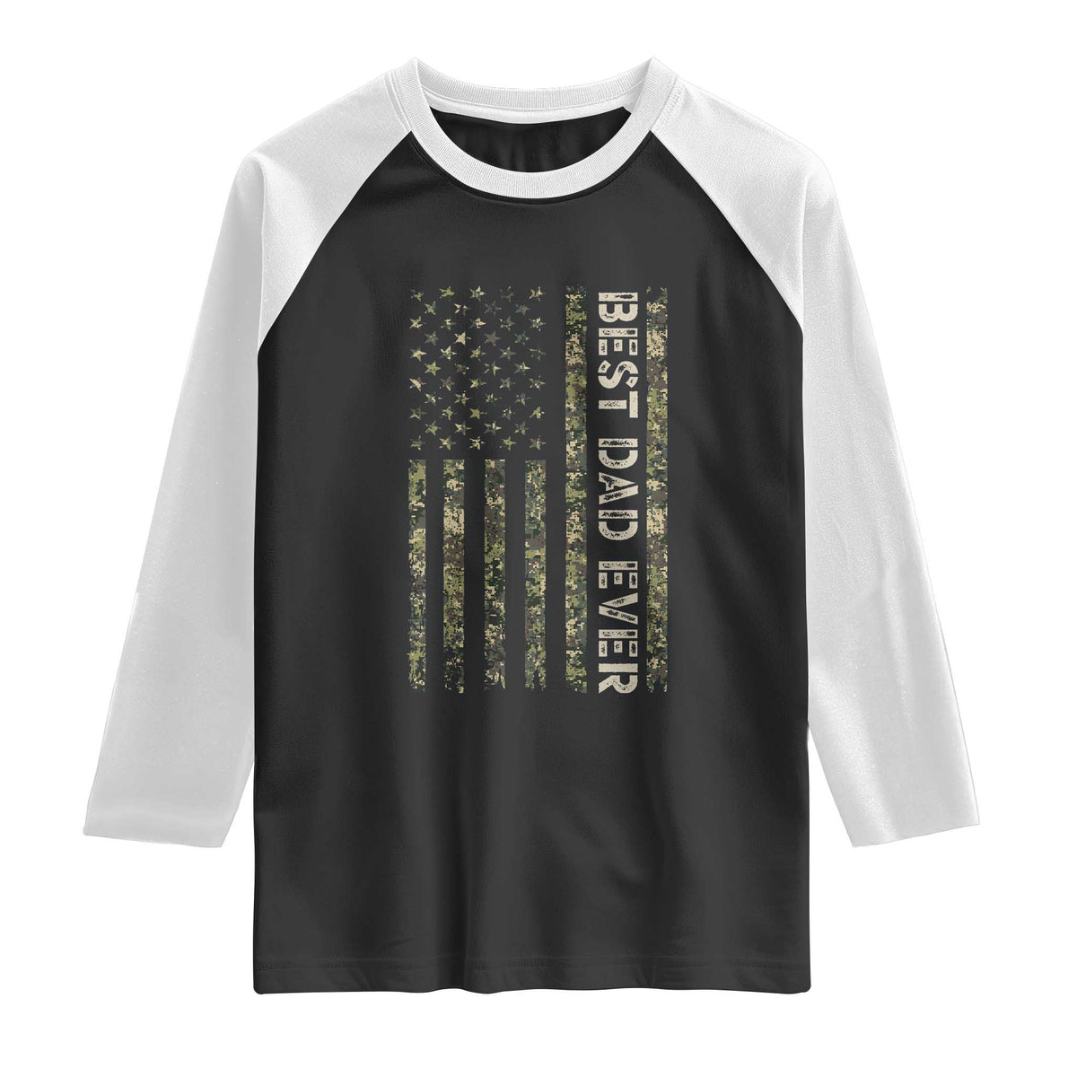 Best Dad Ever Raglan Shirt Patriotic USA Flag 4th of July Camo American Flag Camouflage