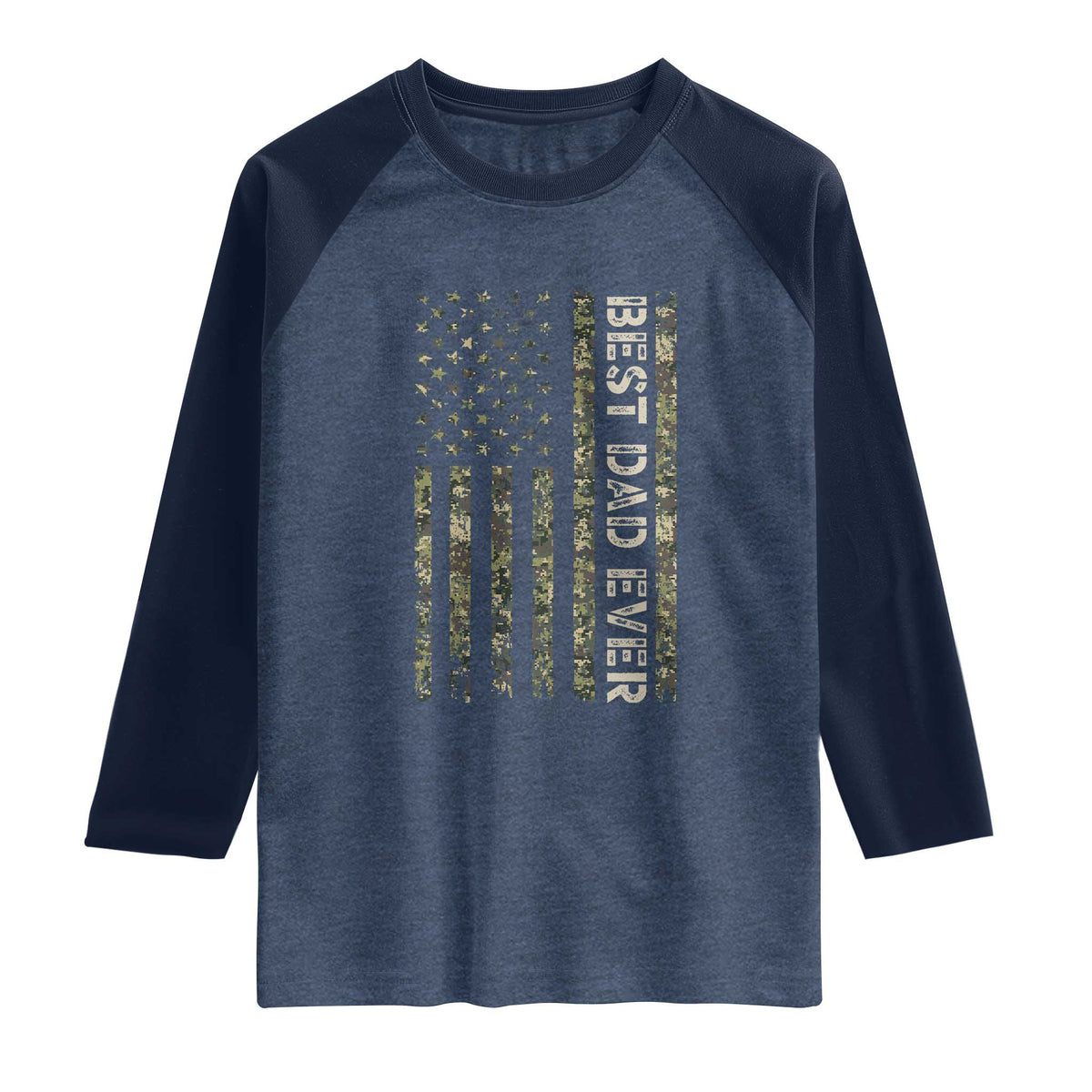 Best Dad Ever Raglan Shirt Patriotic USA Flag 4th of July Camo American Flag Camouflage