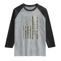 Best Dad Ever Raglan Shirt Patriotic USA Flag 4th of July Camo American Flag Camouflage