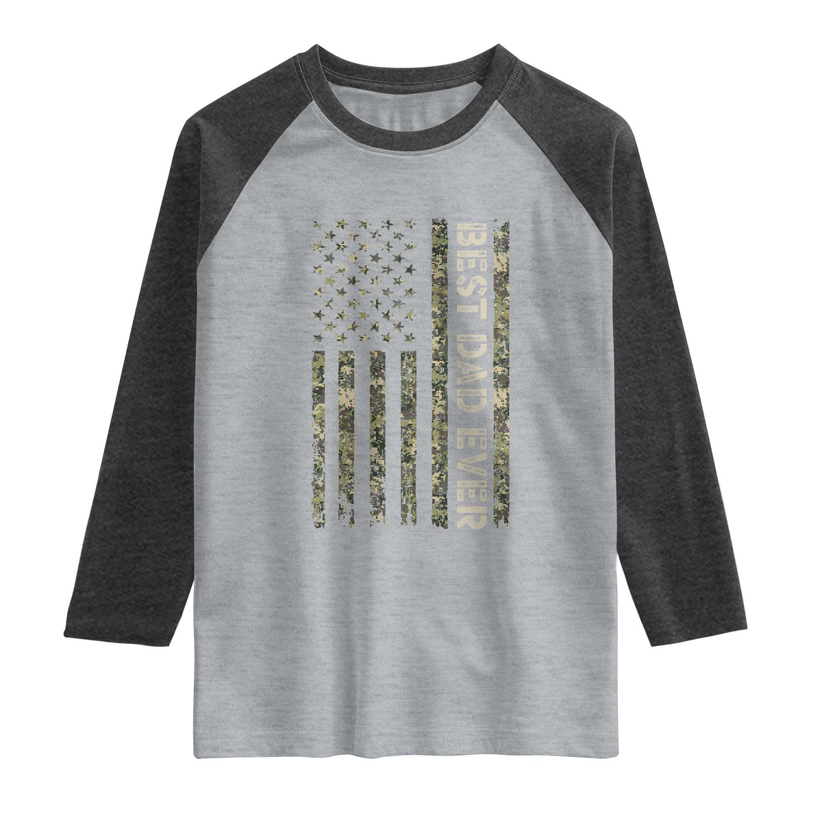 Best Dad Ever Raglan Shirt Patriotic USA Flag 4th of July Camo American Flag Camouflage