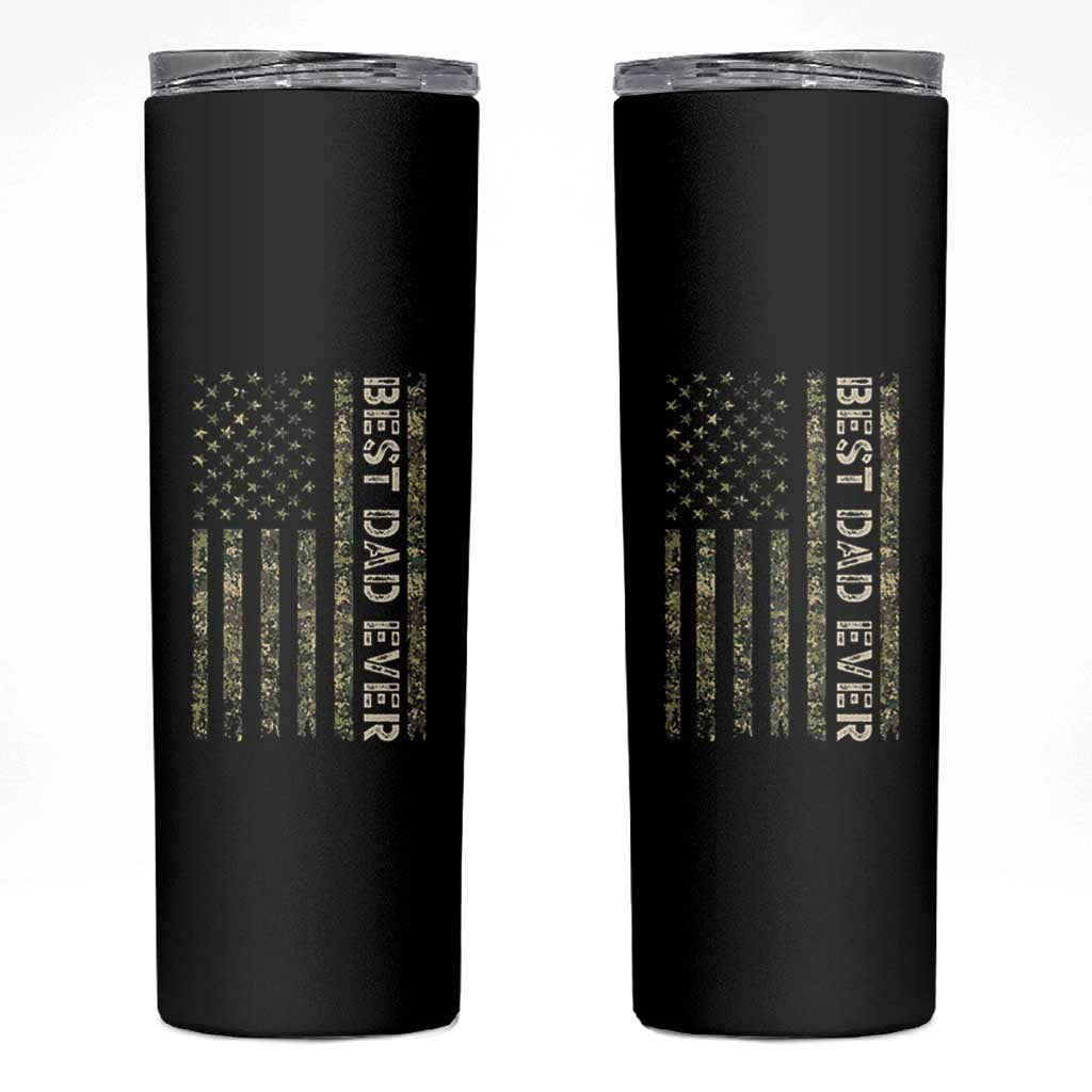 Best Dad Ever Skinny Tumbler Patriotic USA Flag 4th of July Camo American Flag Camouflage