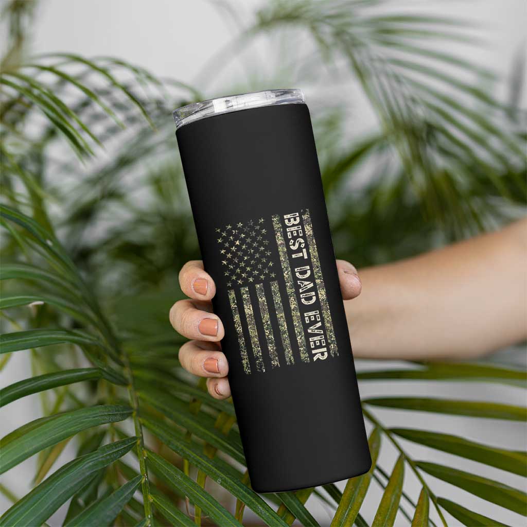 Best Dad Ever Skinny Tumbler Patriotic USA Flag 4th of July Camo American Flag Camouflage