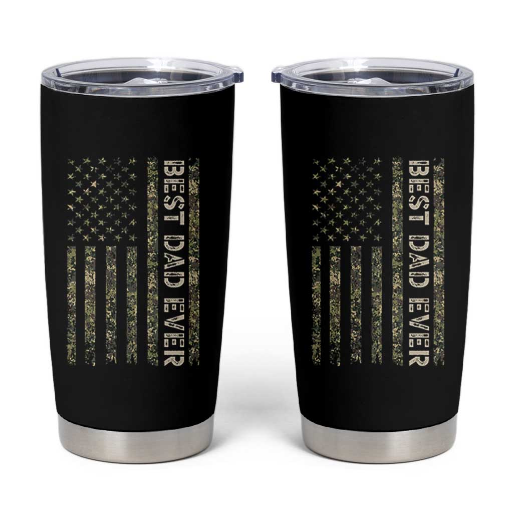 Best Dad Ever Tumbler Cup Patriotic USA Flag 4th of July Camo American Flag Camouflage