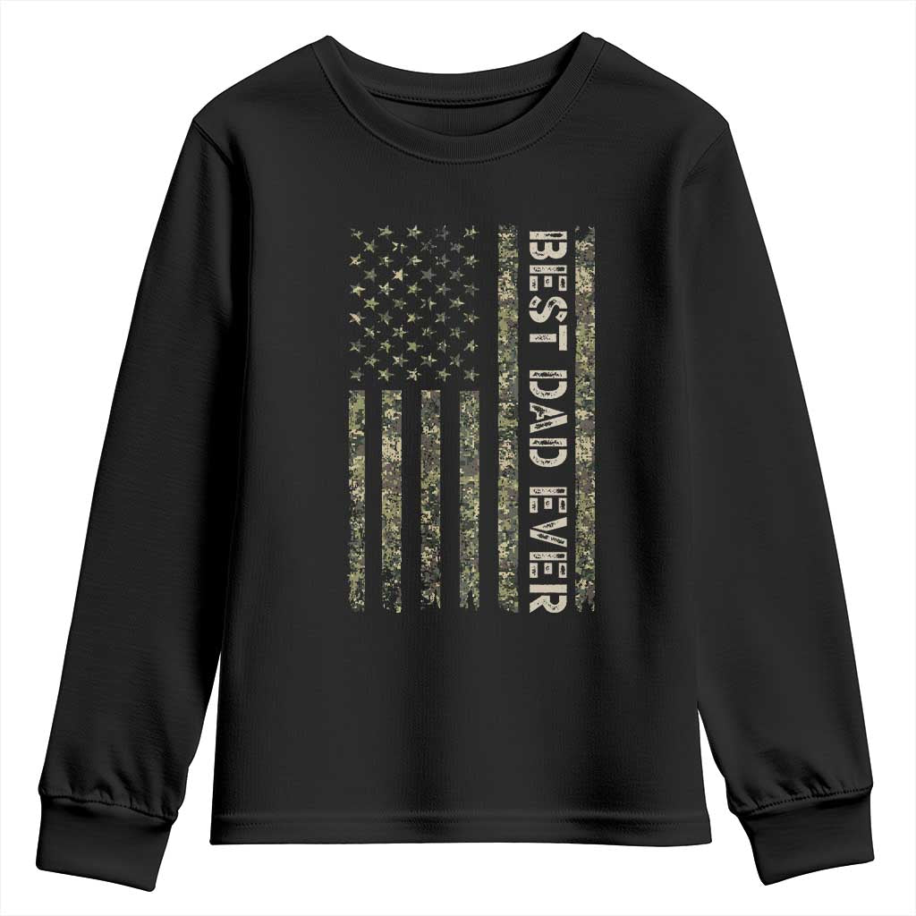 Best Dad Ever Youth Sweatshirt Patriotic USA Flag 4th of July Camo American Flag Camouflage