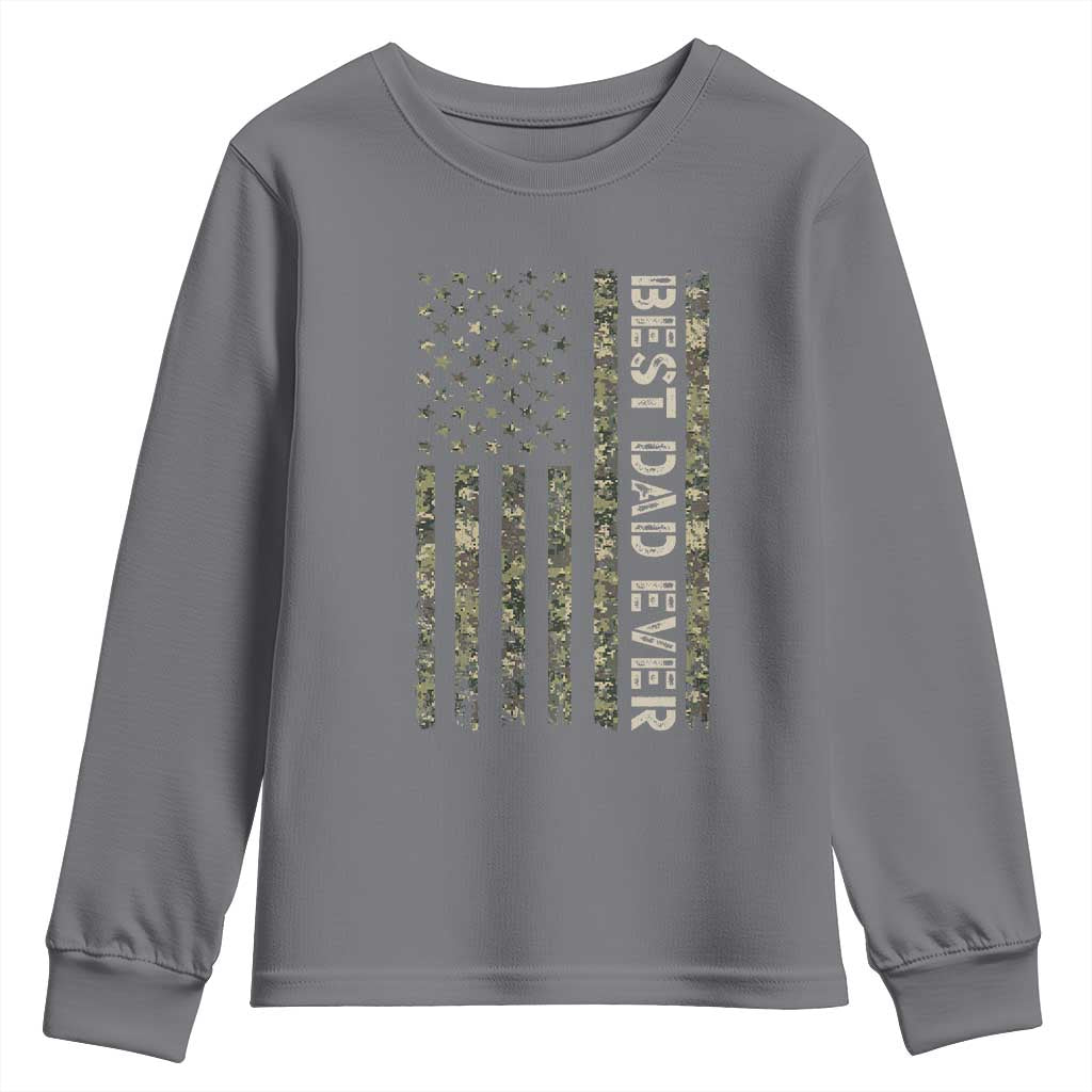 Best Dad Ever Youth Sweatshirt Patriotic USA Flag 4th of July Camo American Flag Camouflage