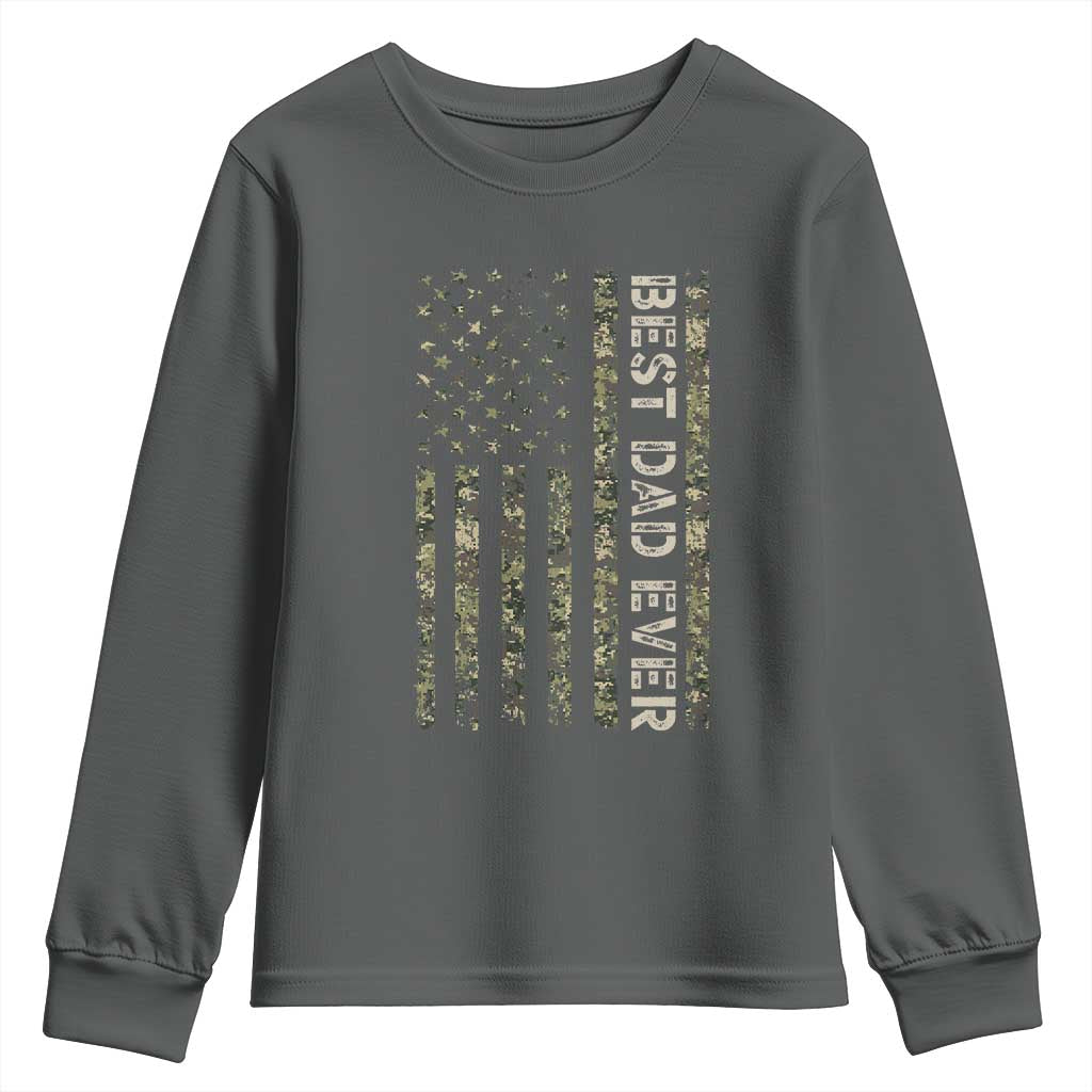 Best Dad Ever Youth Sweatshirt Patriotic USA Flag 4th of July Camo American Flag Camouflage