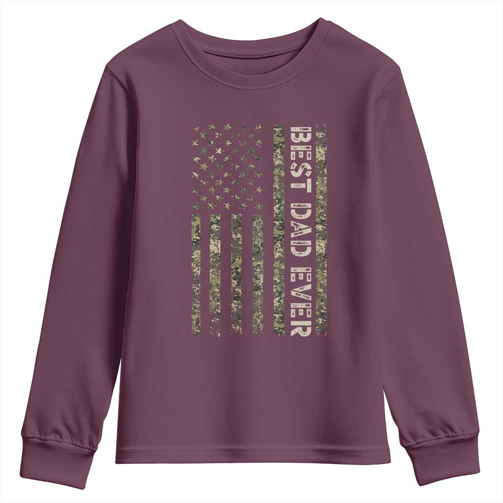 Best Dad Ever Youth Sweatshirt Patriotic USA Flag 4th of July Camo American Flag Camouflage