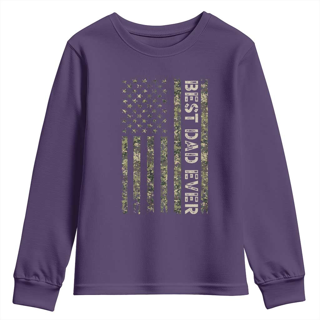 Best Dad Ever Youth Sweatshirt Patriotic USA Flag 4th of July Camo American Flag Camouflage