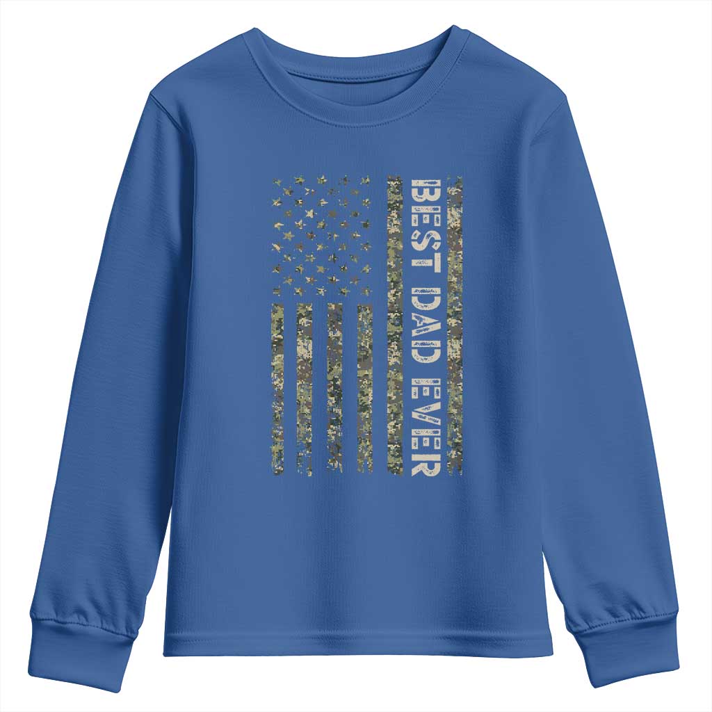 Best Dad Ever Youth Sweatshirt Patriotic USA Flag 4th of July Camo American Flag Camouflage