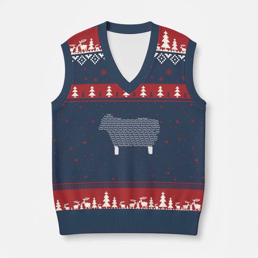 Found Minimalist Sheep V-Neck Knit Sweater Vest Christian Psalm 23 Lamb