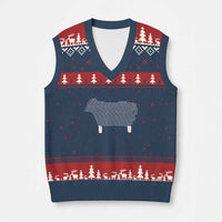 Found Minimalist Sheep V-Neck Knit Sweater Vest Christian Psalm 23 Lamb