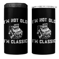 I'm Not Old I'm Classic 4 in 1 Can Cooler Tumbler Flathead V8 Engine Silhouette