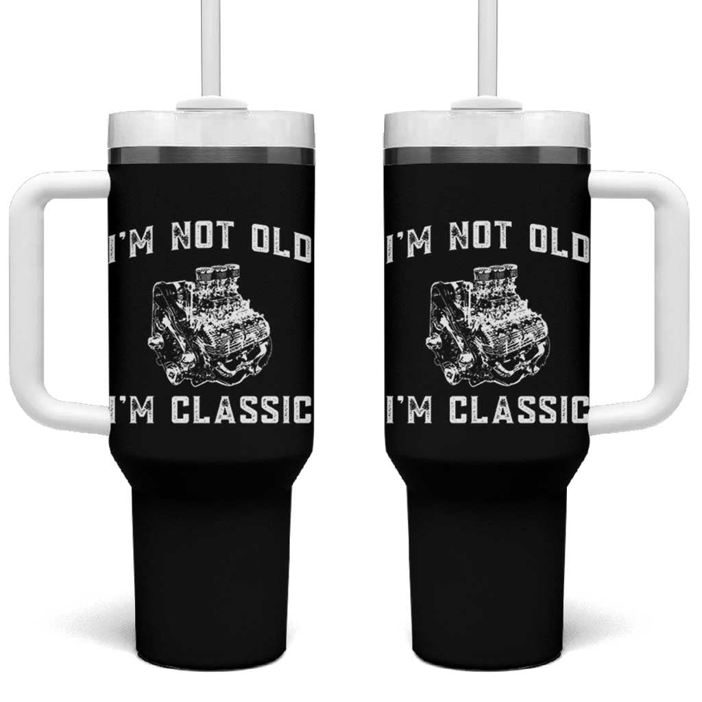 I'm Not Old I'm Classic Tumbler With Handle Flathead V8 Engine Silhouette