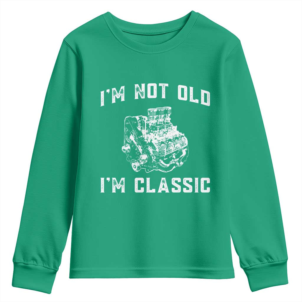 I'm Not Old I'm Classic Youth Sweatshirt Flathead V8 Engine Silhouette
