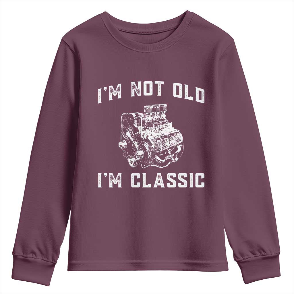 I'm Not Old I'm Classic Youth Sweatshirt Flathead V8 Engine Silhouette