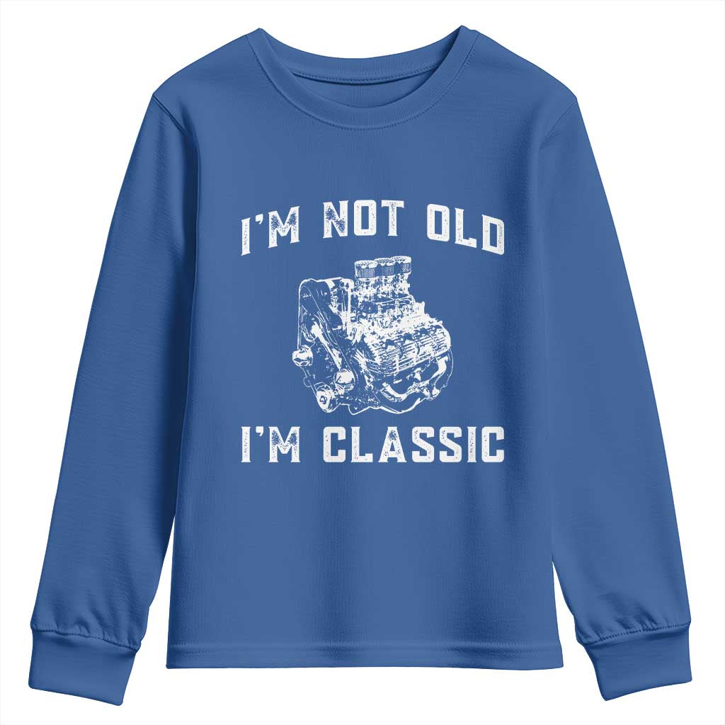 I'm Not Old I'm Classic Youth Sweatshirt Flathead V8 Engine Silhouette