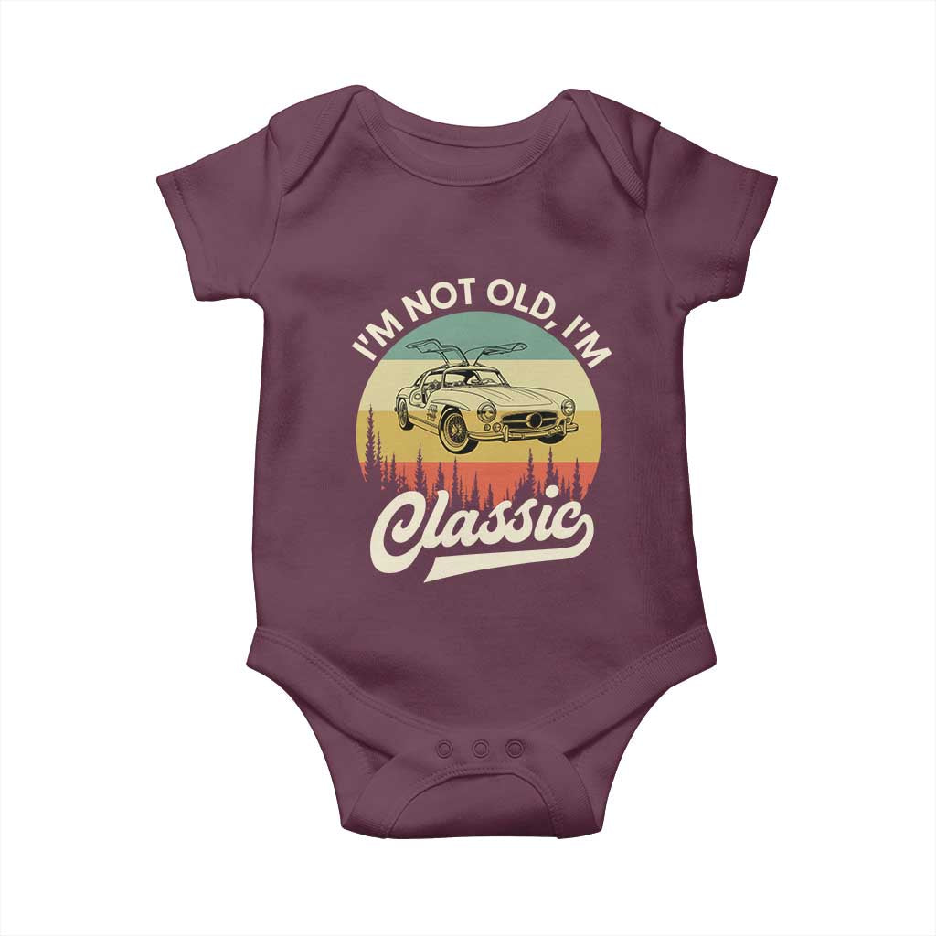 I'm Not Old I'm Classic Baby Onesie Retro Sports Car Euro Classic