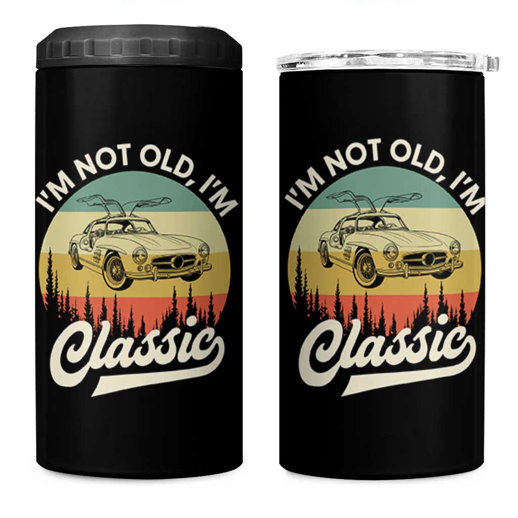 I'm Not Old I'm Classic 4 in 1 Can Cooler Tumbler Retro Sports Car Euro Classic