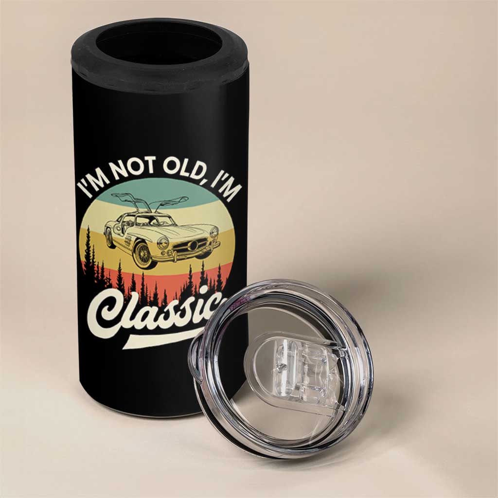 I'm Not Old I'm Classic 4 in 1 Can Cooler Tumbler Retro Sports Car Euro Classic