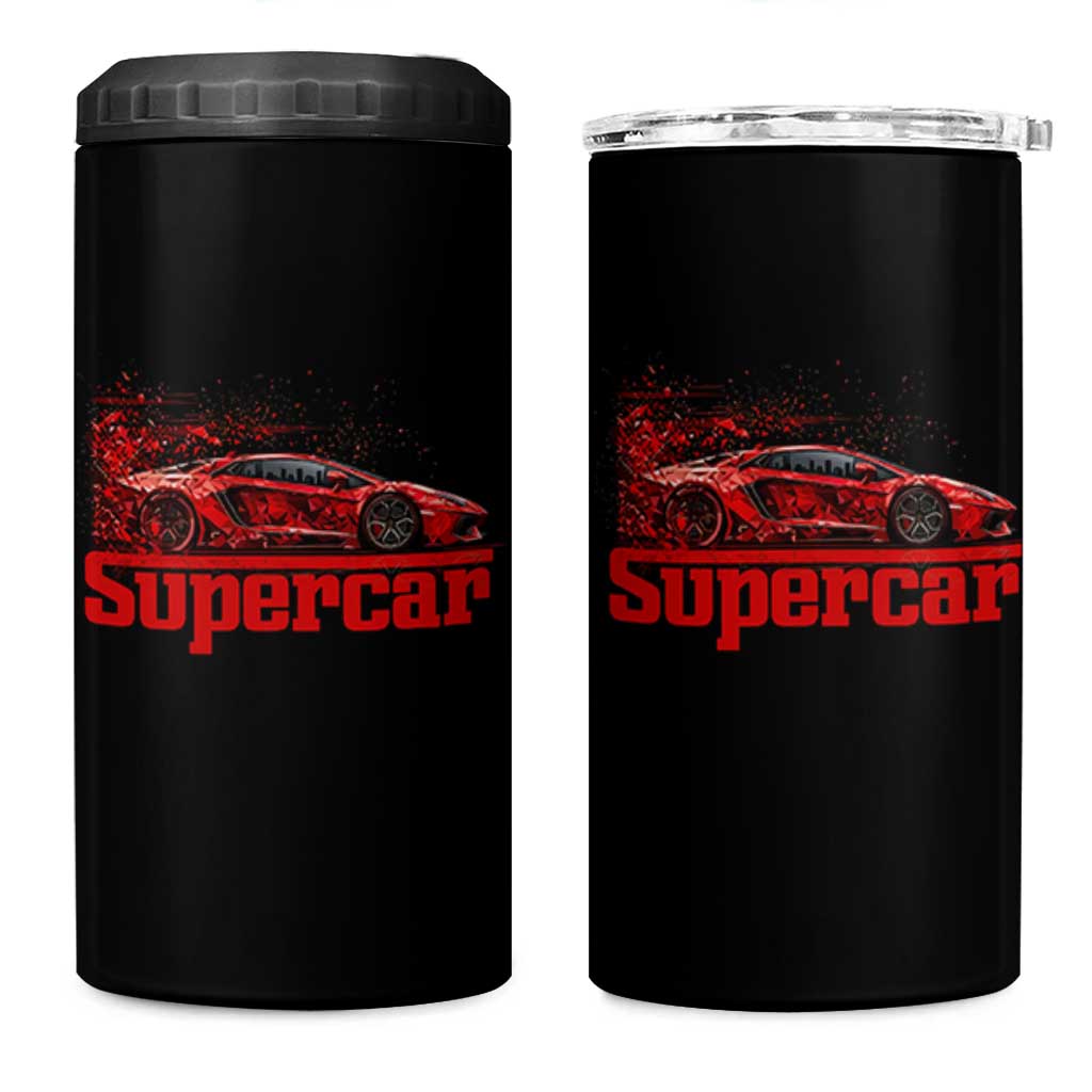 Supercar Exotic Italian Sports Car Graphic 4 in 1 Can Cooler Tumbler