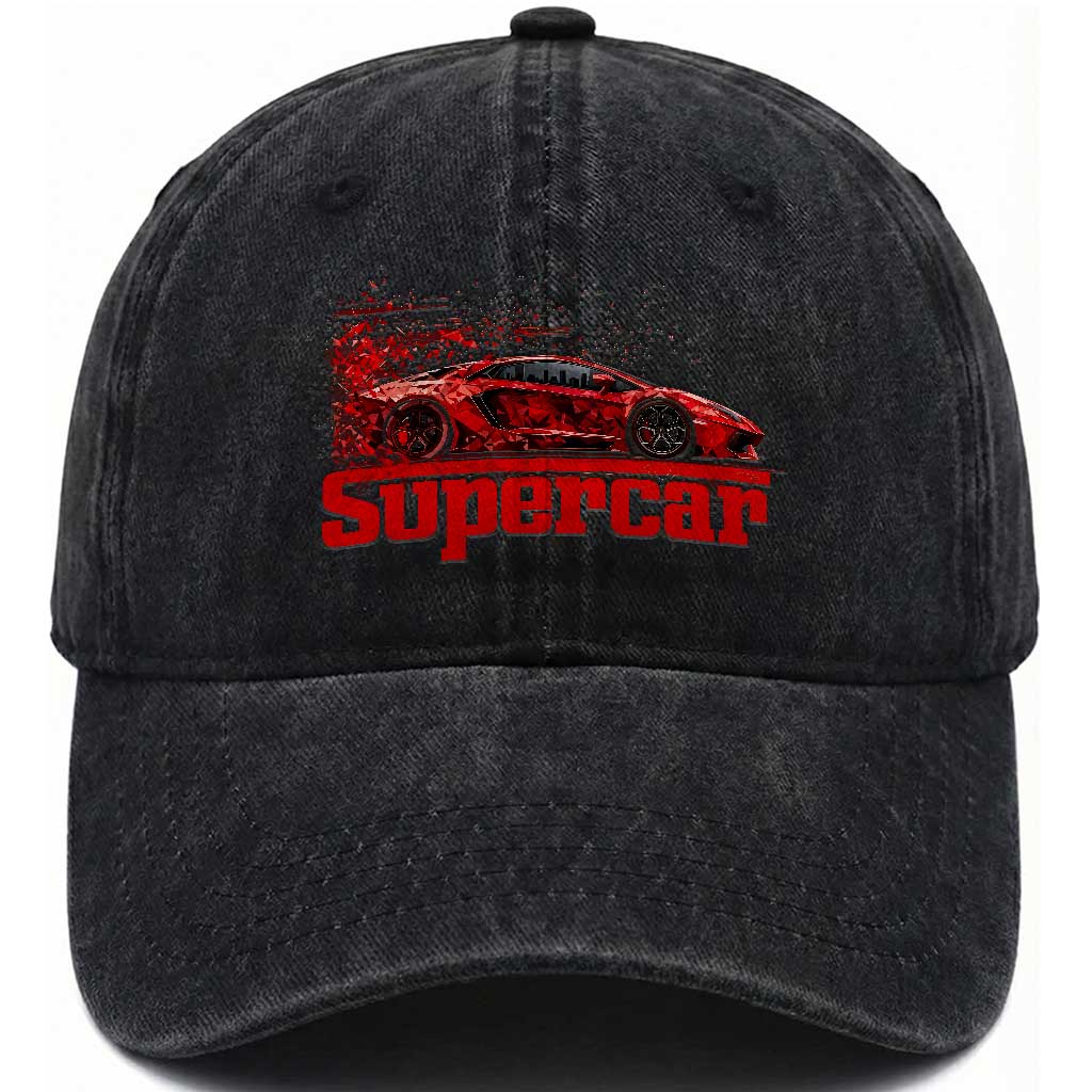 Supercar Exotic Italian Sports Car Graphic Washed Cotton Baseball Cap