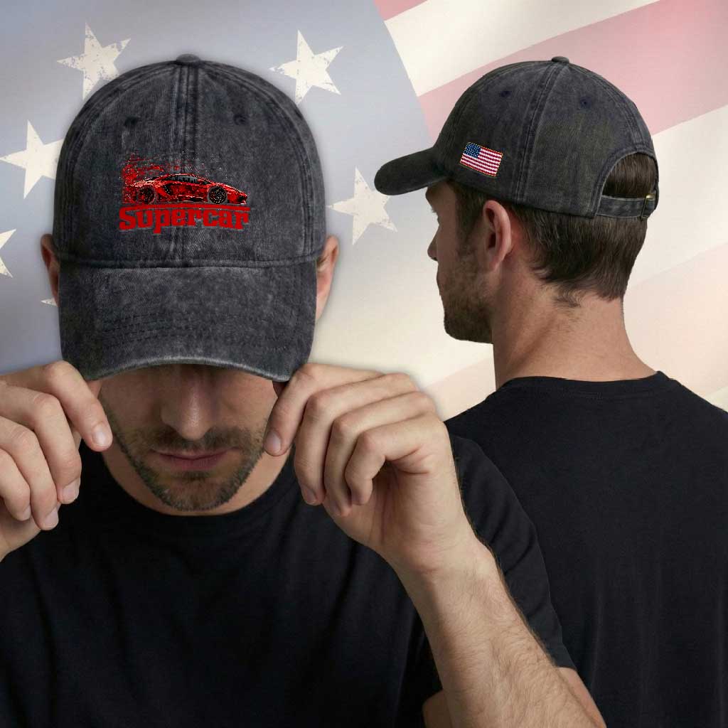 Supercar Exotic Italian Sports Car Graphic Washed Cotton Baseball Cap