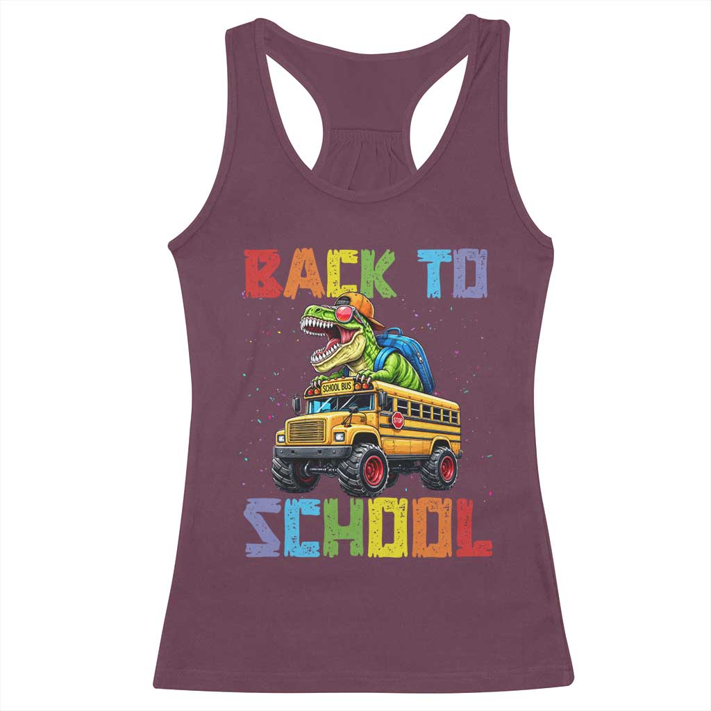 Bruh We Back Racerback Tank Top Funny Dinosaur Back To School Dinosaur