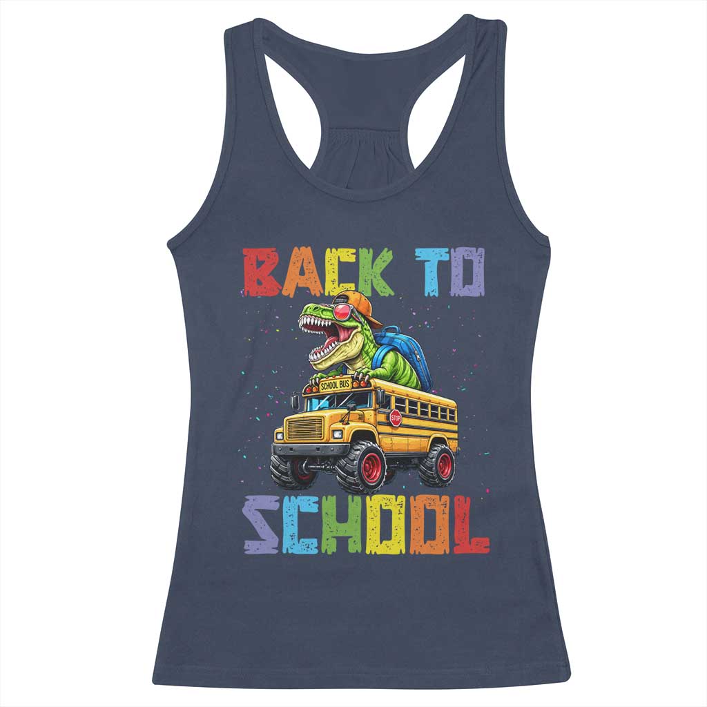 Bruh We Back Racerback Tank Top Funny Dinosaur Back To School Dinosaur
