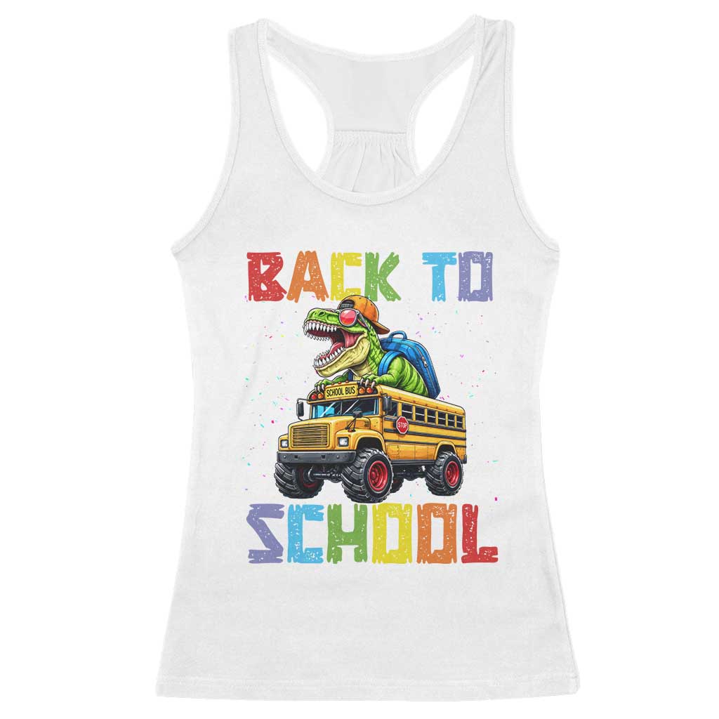 Bruh We Back Racerback Tank Top Funny Dinosaur Back To School Dinosaur