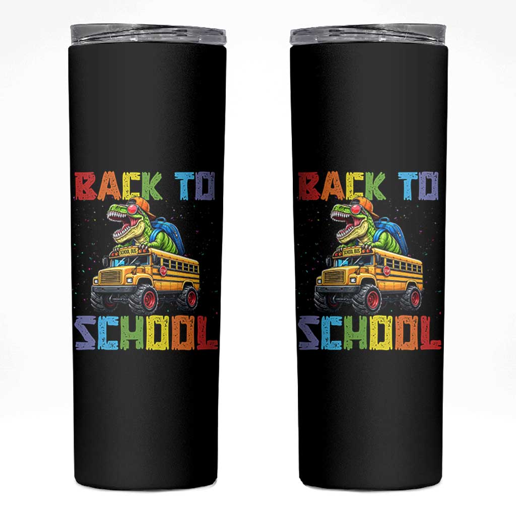 Bruh We Back Skinny Tumbler Funny Dinosaur Back To School Dinosaur