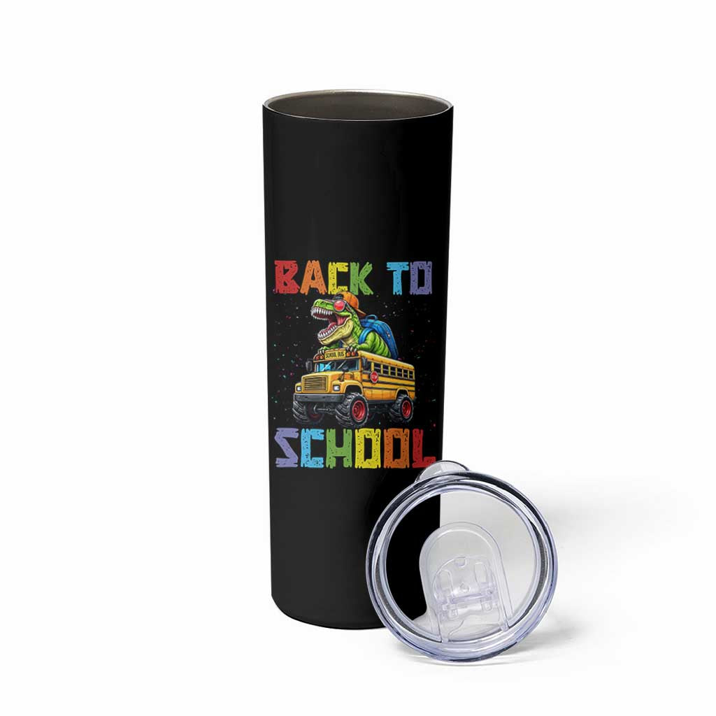 Bruh We Back Skinny Tumbler Funny Dinosaur Back To School Dinosaur