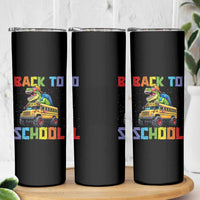 Bruh We Back Skinny Tumbler Funny Dinosaur Back To School Dinosaur