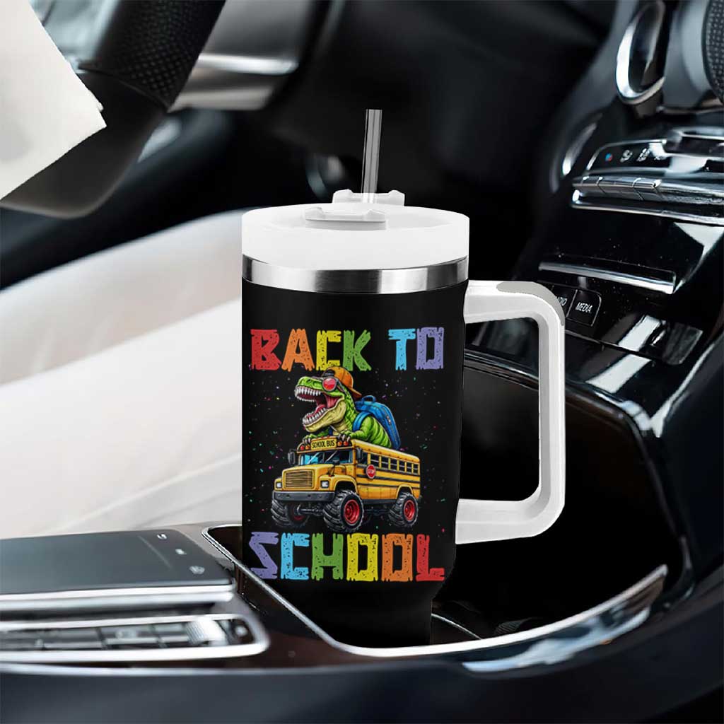 Bruh We Back Tumbler With Handle Funny Dinosaur Back To School Dinosaur
