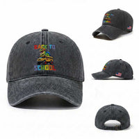 Bruh We Back Washed Cotton Baseball Cap Funny Dinosaur Back To School Dinosaur