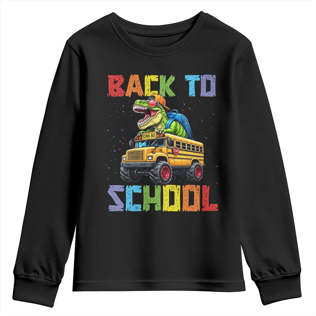 Bruh We Back Youth Sweatshirt Funny Dinosaur Back To School Dinosaur