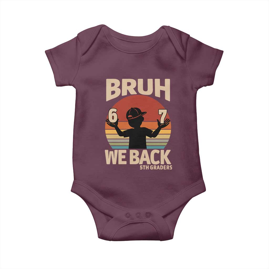 Bruh We Back Baby Onesie Back to School 5th Grade 6 7 First Day School