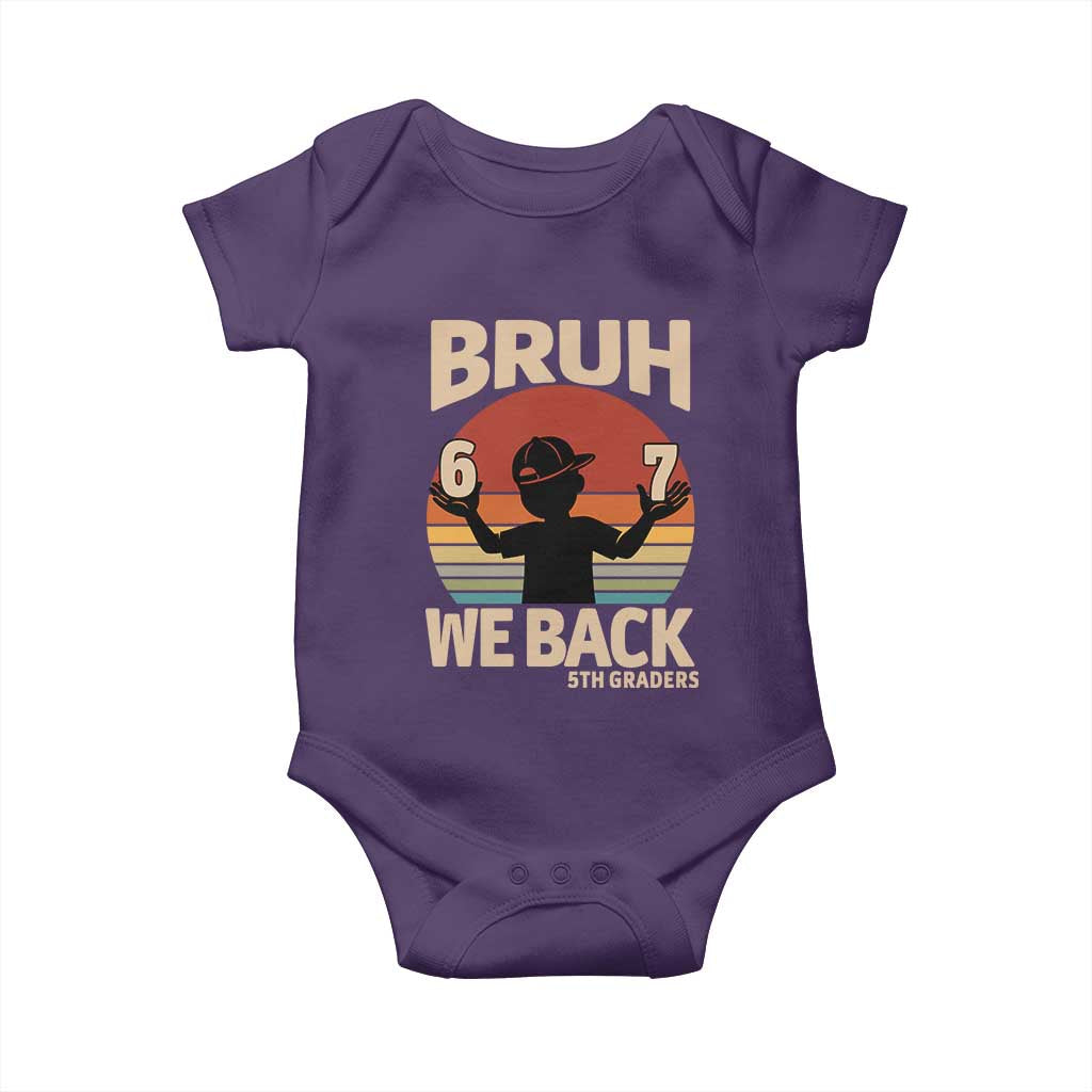 Bruh We Back Baby Onesie Back to School 5th Grade 6 7 First Day School