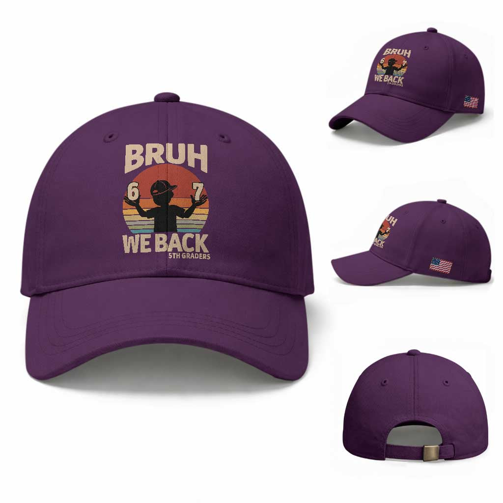 Bruh We Back Baseball Cap Back to School 5th Grade 6 7 First Day School