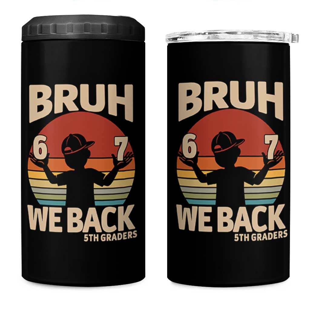 Bruh We Back 4 in 1 Can Cooler Tumbler Back to School 5th Grade 6 7 First Day School