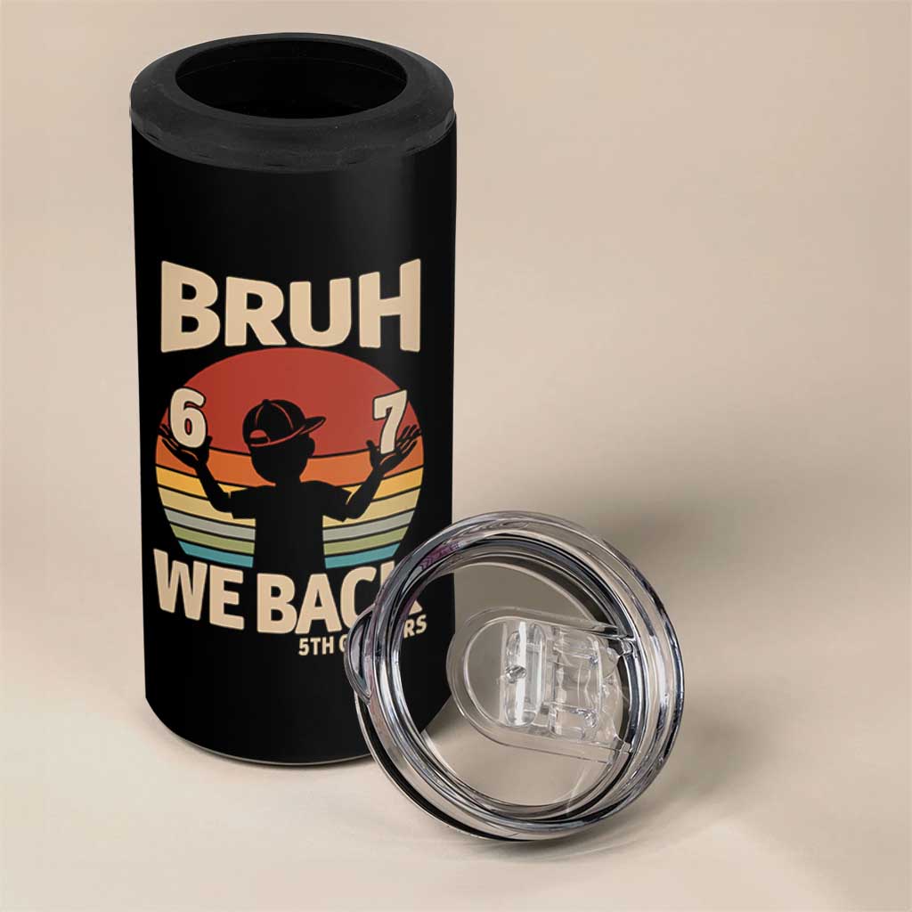 Bruh We Back 4 in 1 Can Cooler Tumbler Back to School 5th Grade 6 7 First Day School